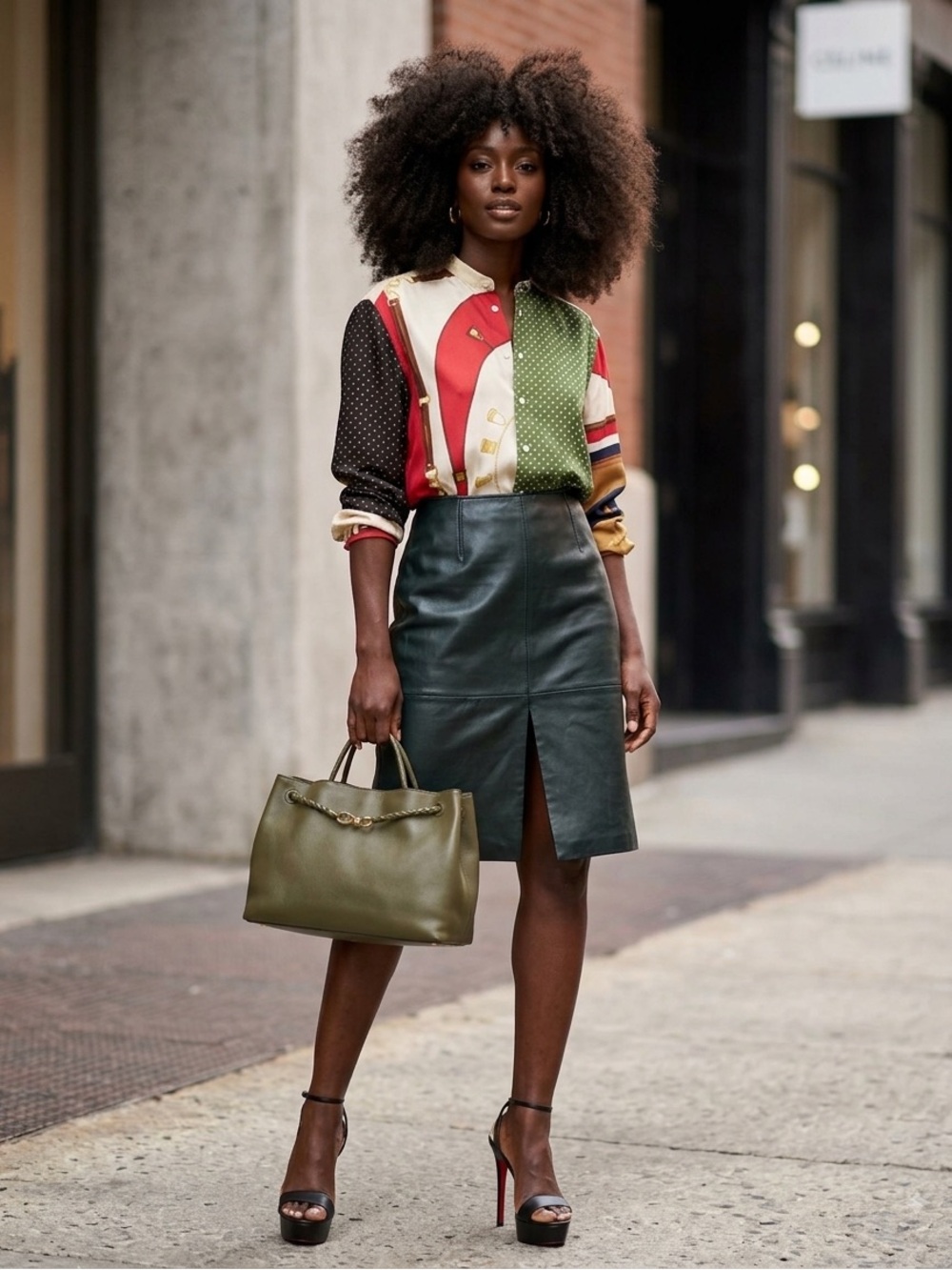 VINTAGE CACHÉ LAMB LEATHER SKIRT